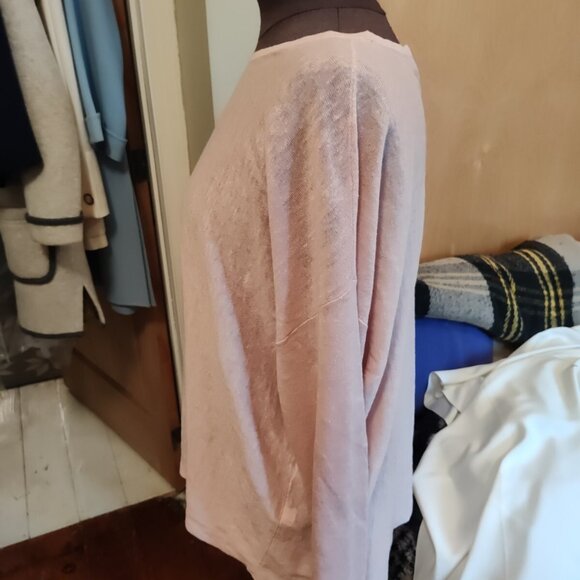 Eileen Fisher 70% Linen Top Sweater Blouse Shirt Pale Pink Boat Neck - Picture 5 of 10